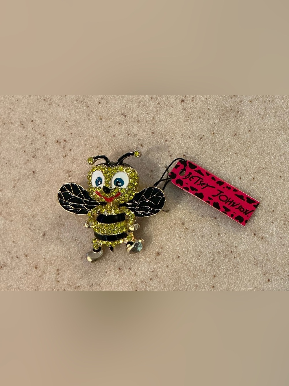 Betsey Johnson Yellow and Black Crystal Bee Pin